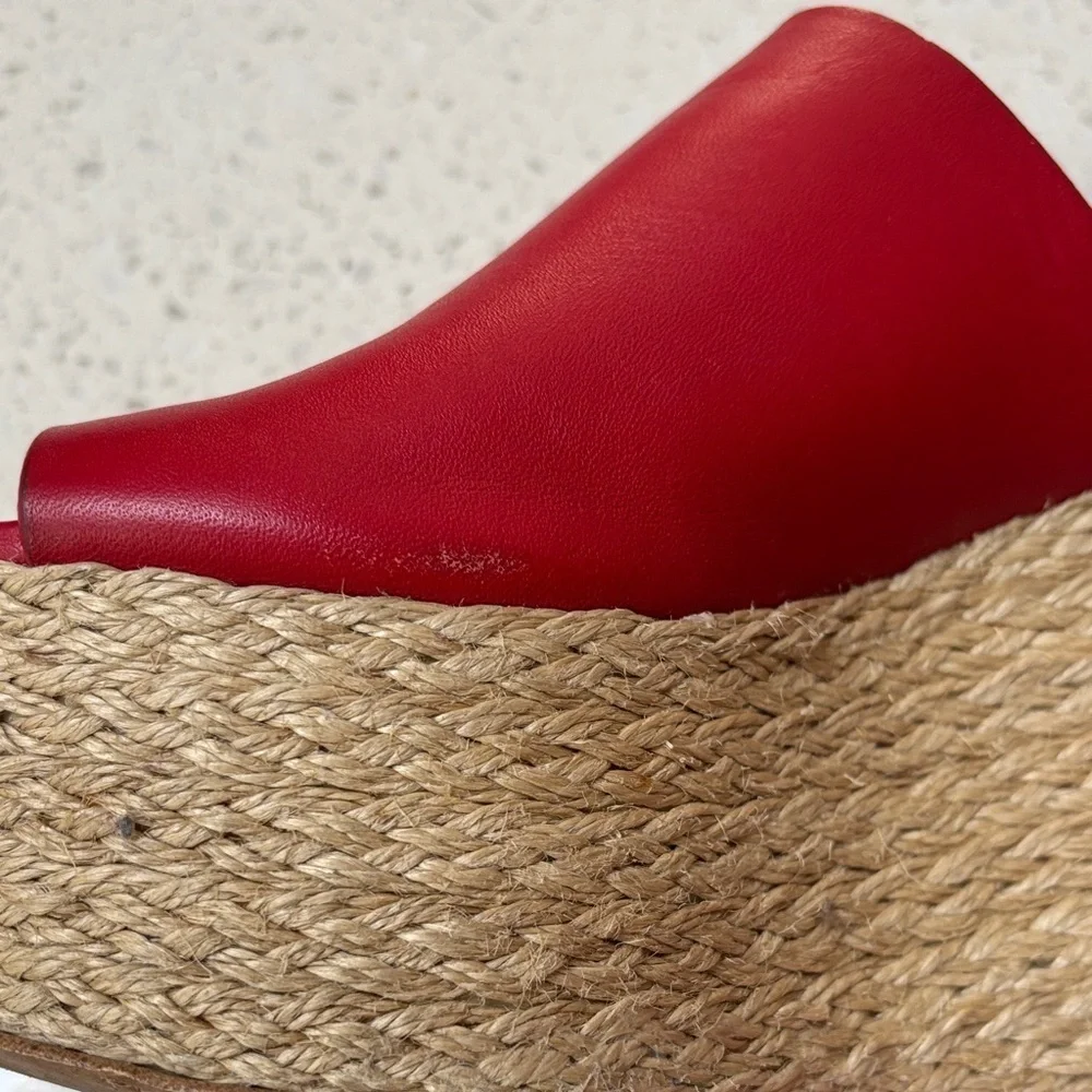 Michael Kors Red Leather Cunningham wedge sandals sz 5 1/2 - Picture 3 of 10